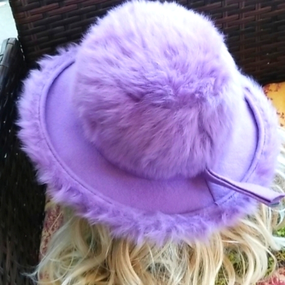 60s Miss DIOR by Christian Lilac Wisteria Angora Mod Mohair Fur Union Purple Hat - Picture 10 of 12